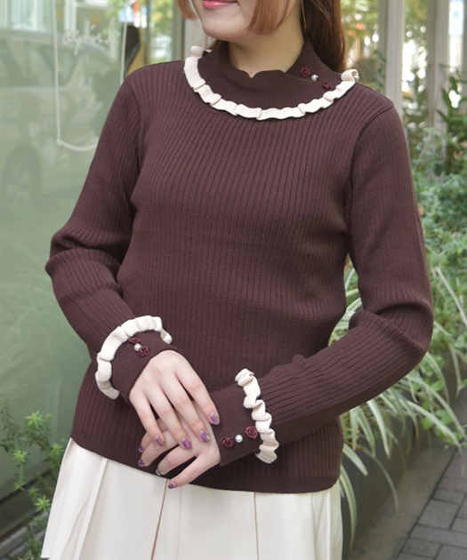 バイカラーフリルローズニット | axes femme online shop