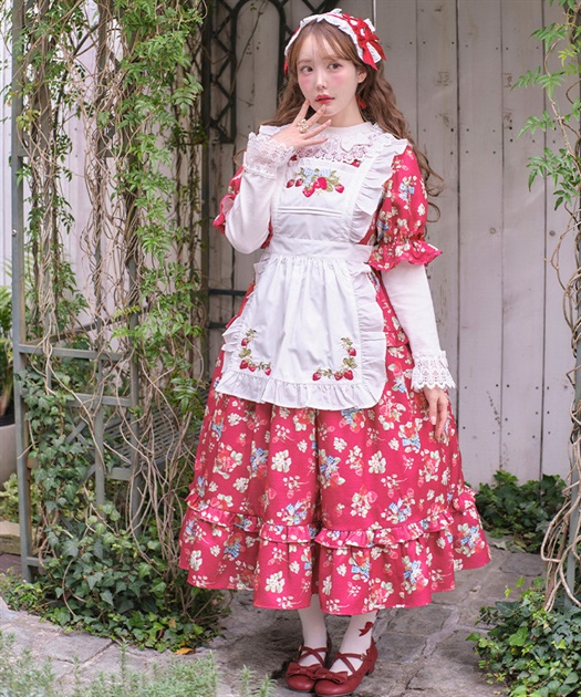 クラシックベリー刺繍エプロン | axes femme online shop