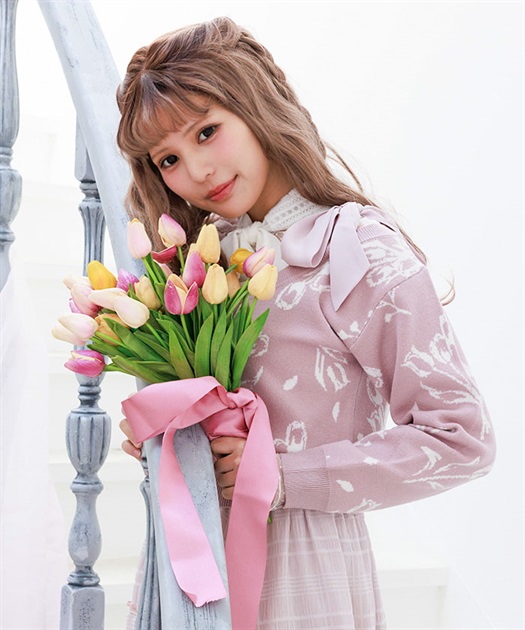 フラワージャカードニットカーディガン | POETIQUE | axes femme