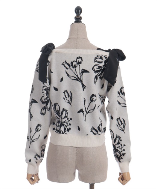 フラワージャカードニットカーディガン | POETIQUE | axes femme