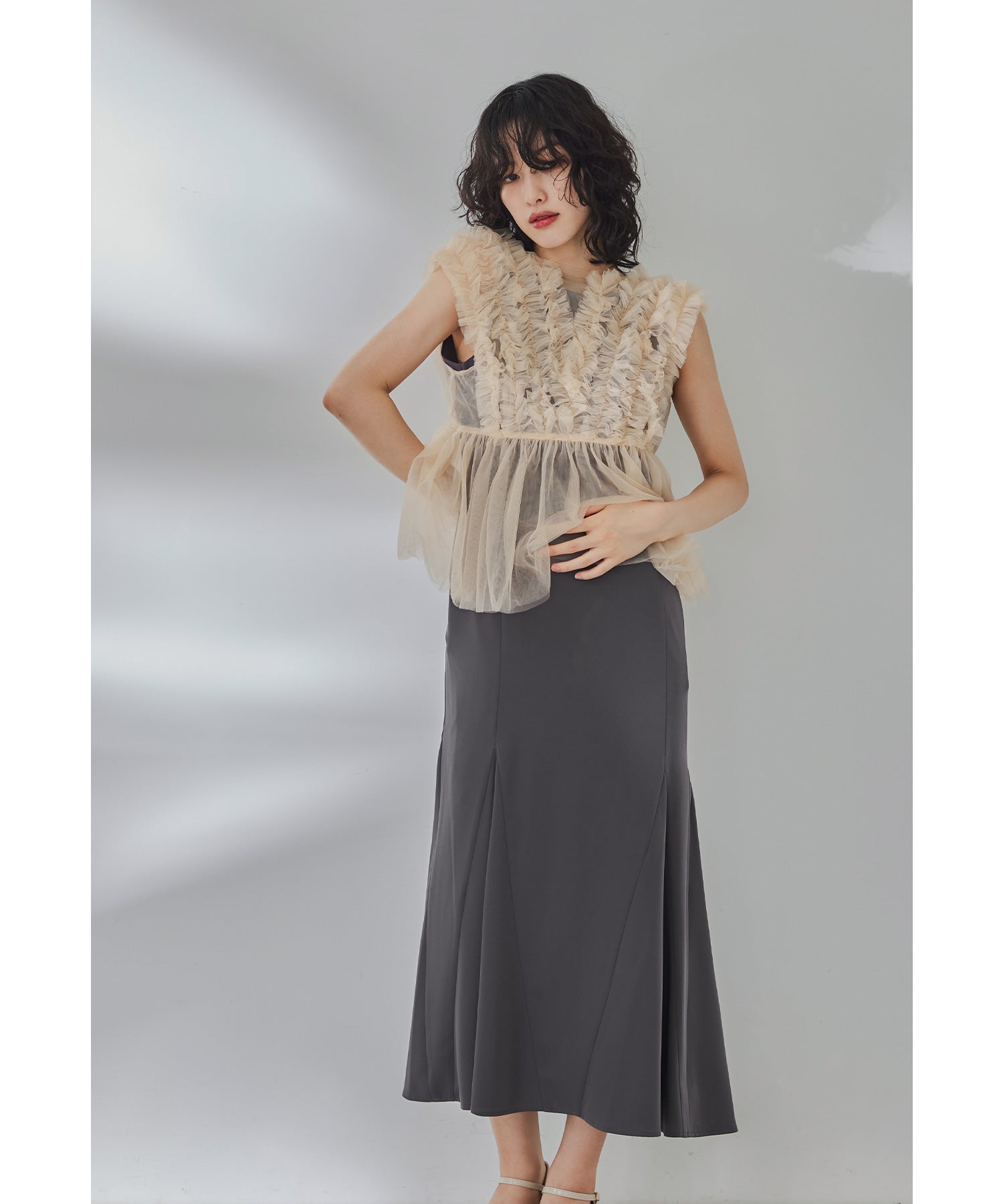 チュールジレセットドレス 結婚式 パーティードレス オケージョン