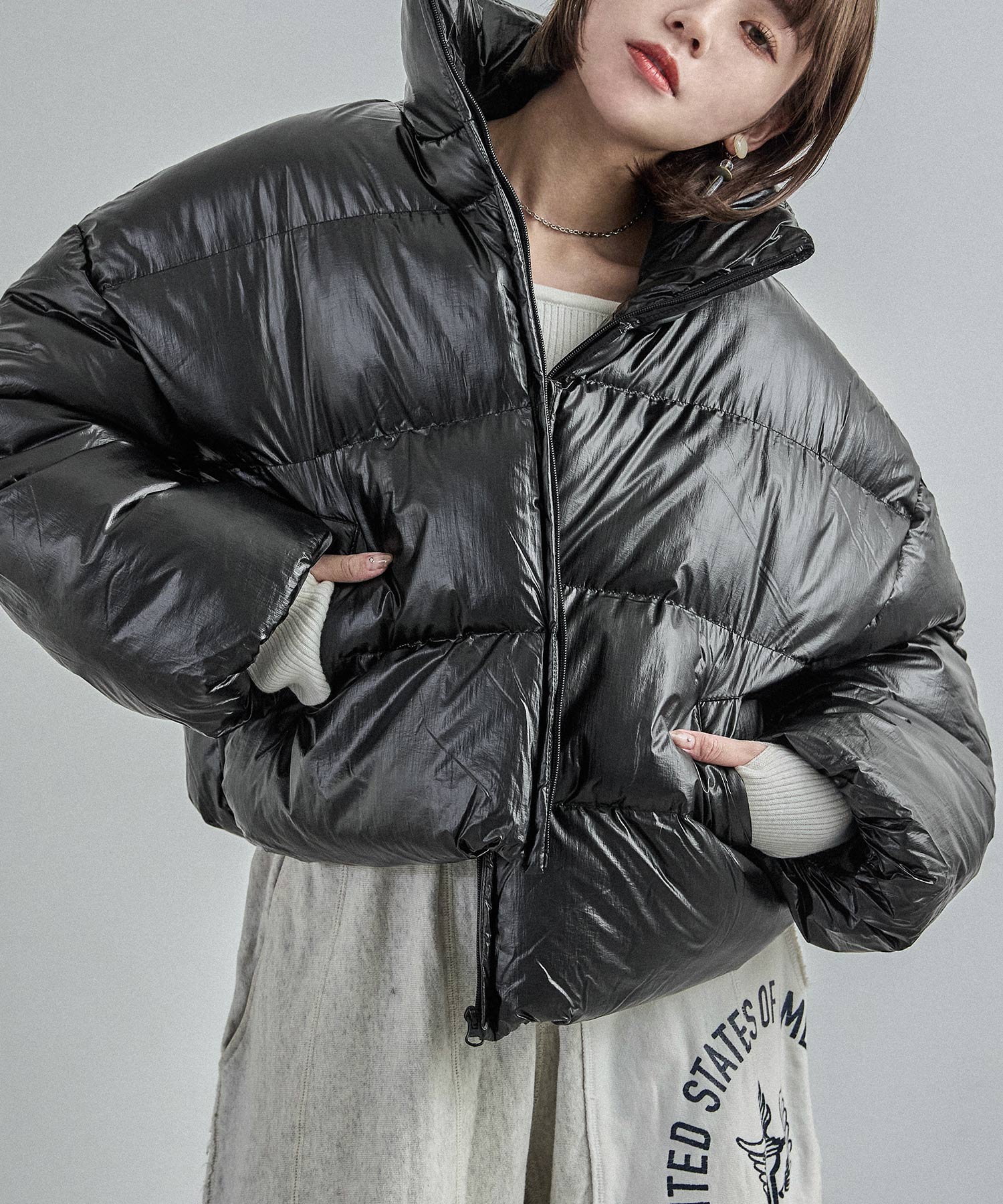 メタリックタフタ 中綿ダウンジャケット｜コート・ジャケット