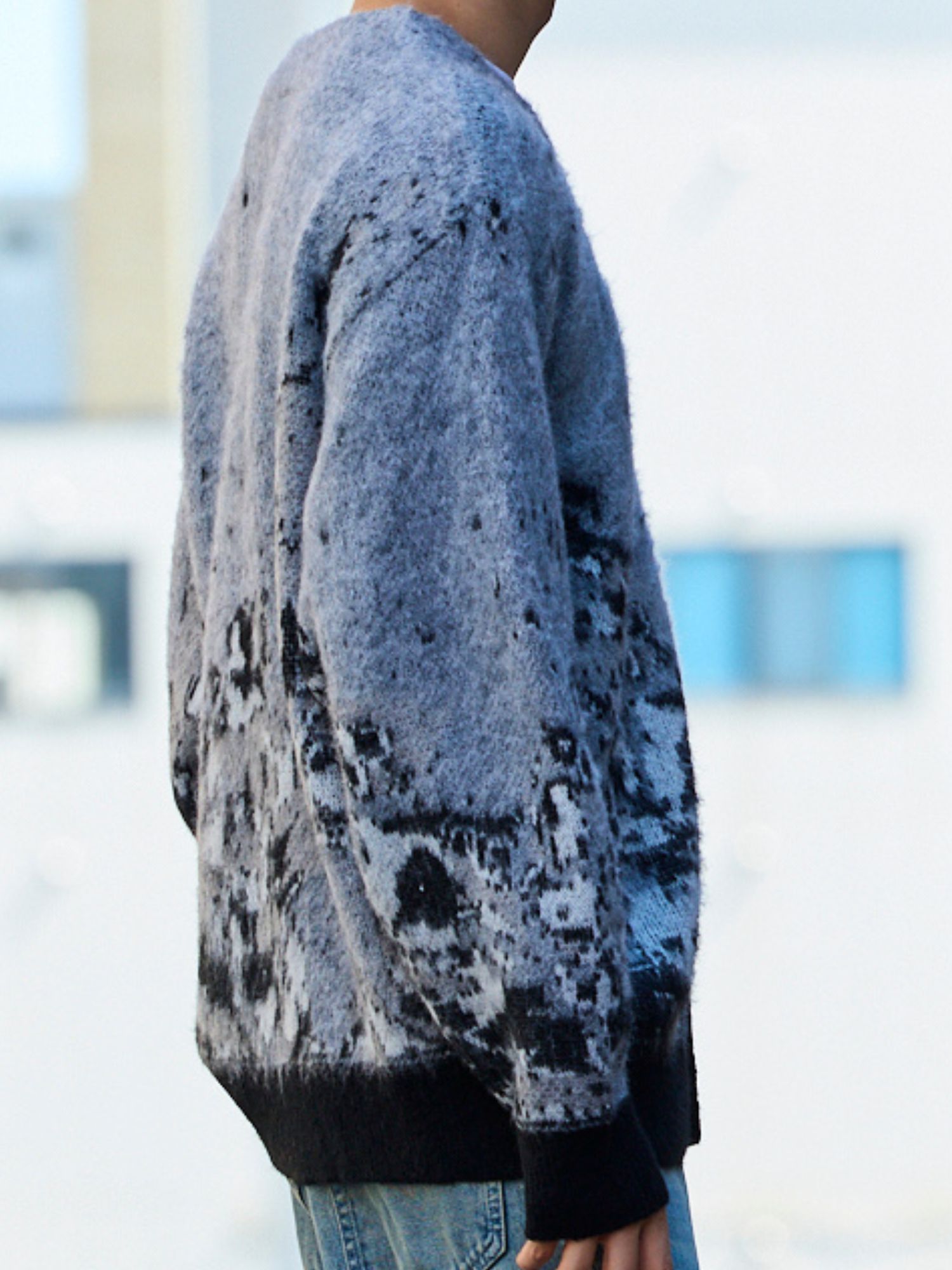 SALE40%OFF／【Holiday Walk】メンズ モヘア混ジャガードニット