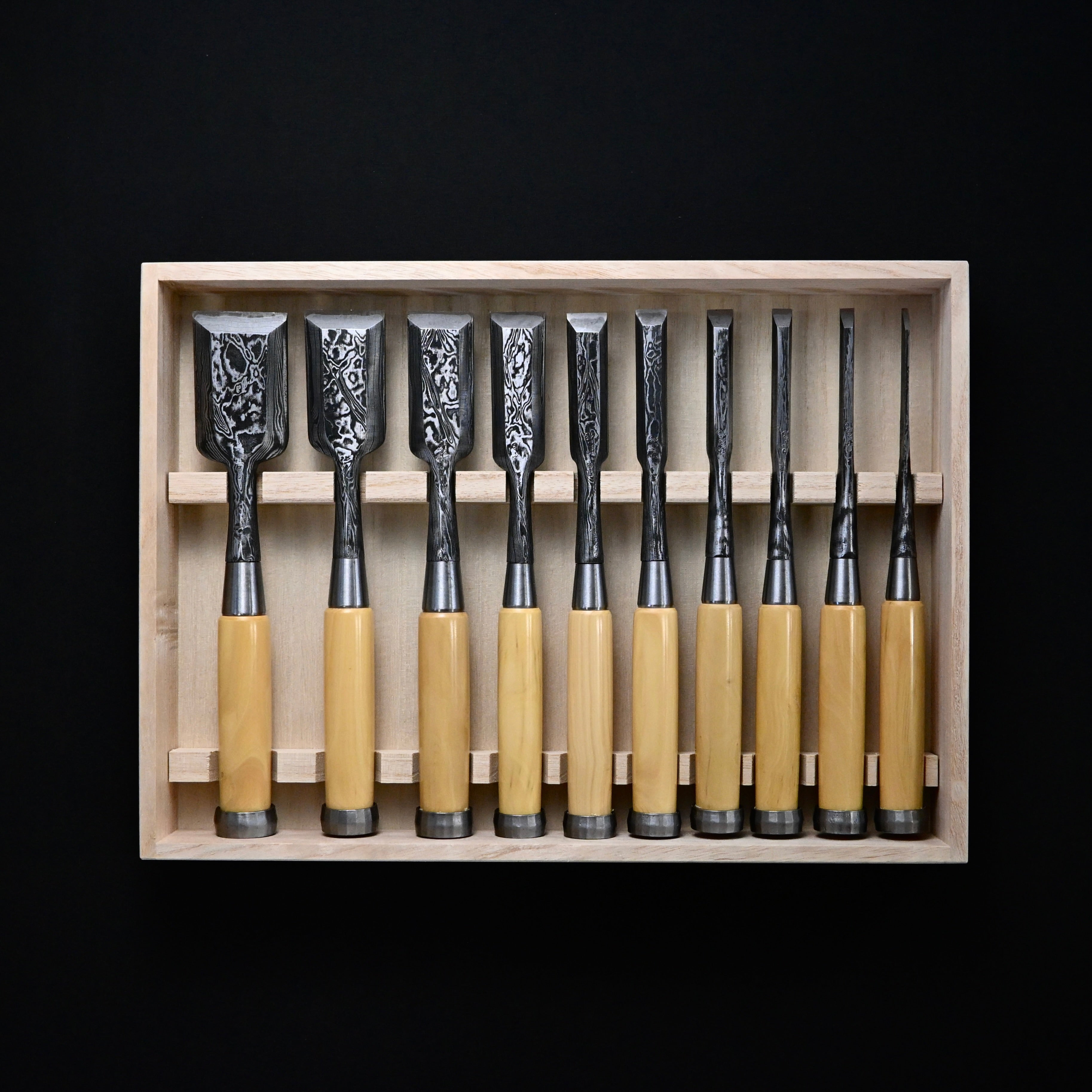 Sukemasa Suminagashi Bench chisels set with Box wood Handles 助正