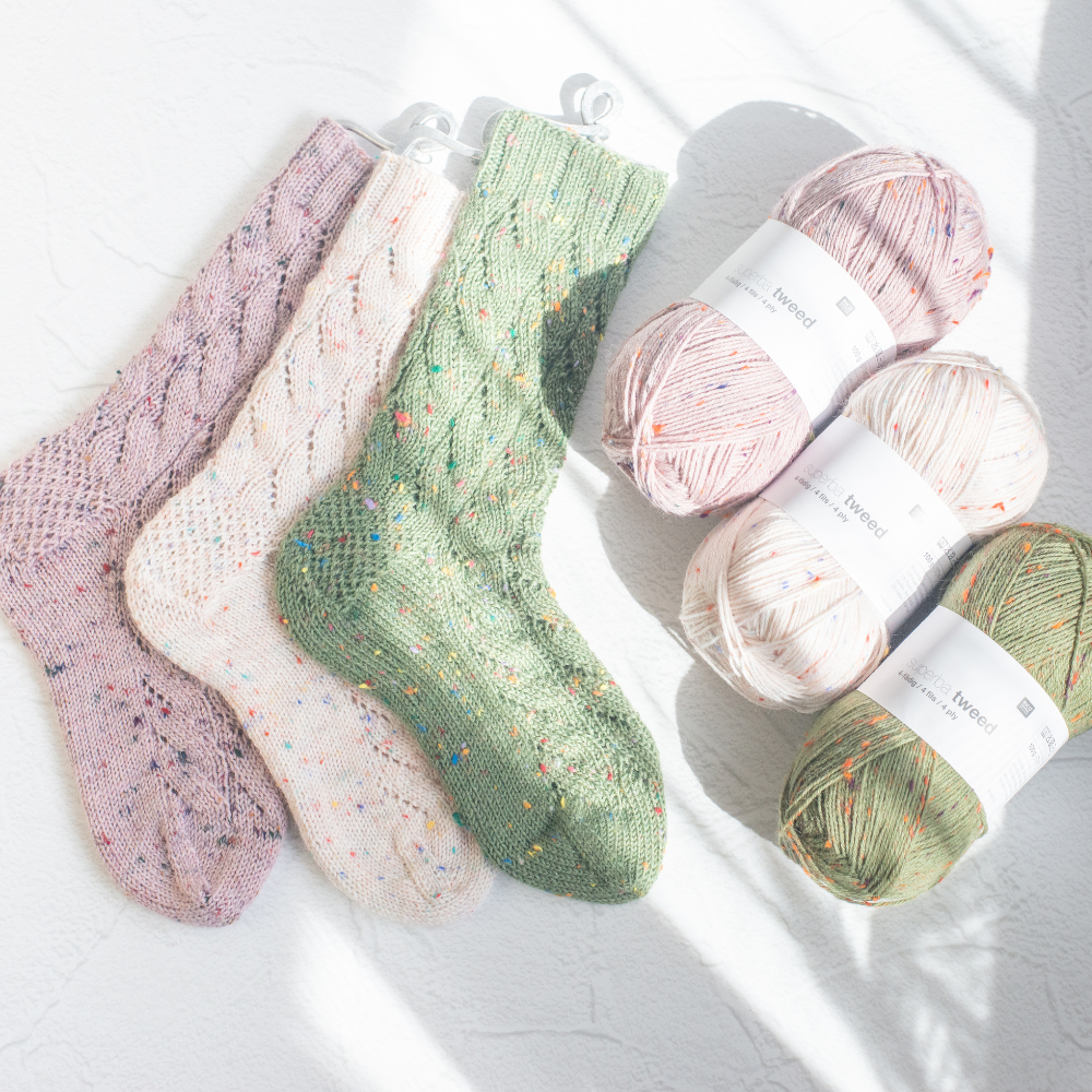 レシピ付き】3色セット ツイード ソックヤーン「ヴァケーション