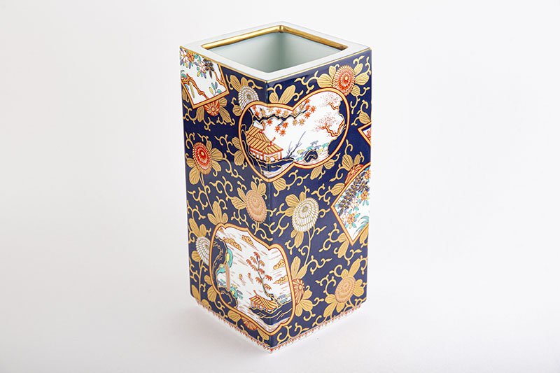 琳派古伊万里様式【角花瓶】 木箱入｜有田焼なら賞美堂本店オンライン