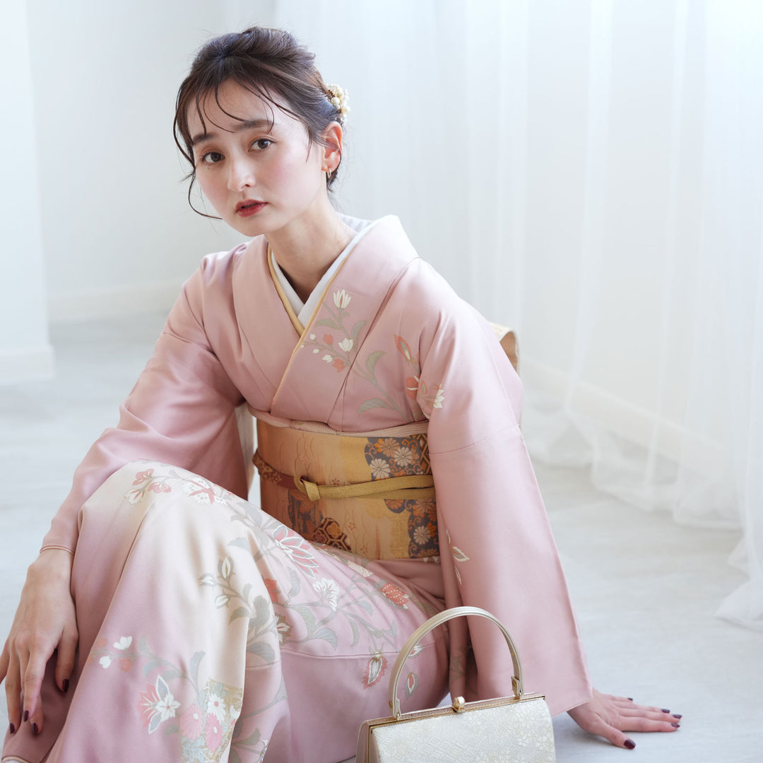 レンタル】 訪問着 20点セット 正絹 絵羽 くすみピンク 入学式 卒業式