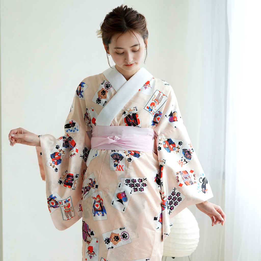 長襦袢 ニコアンティーク 大正浪漫長襦袢 レトロ猫南蛮トランプ チーク