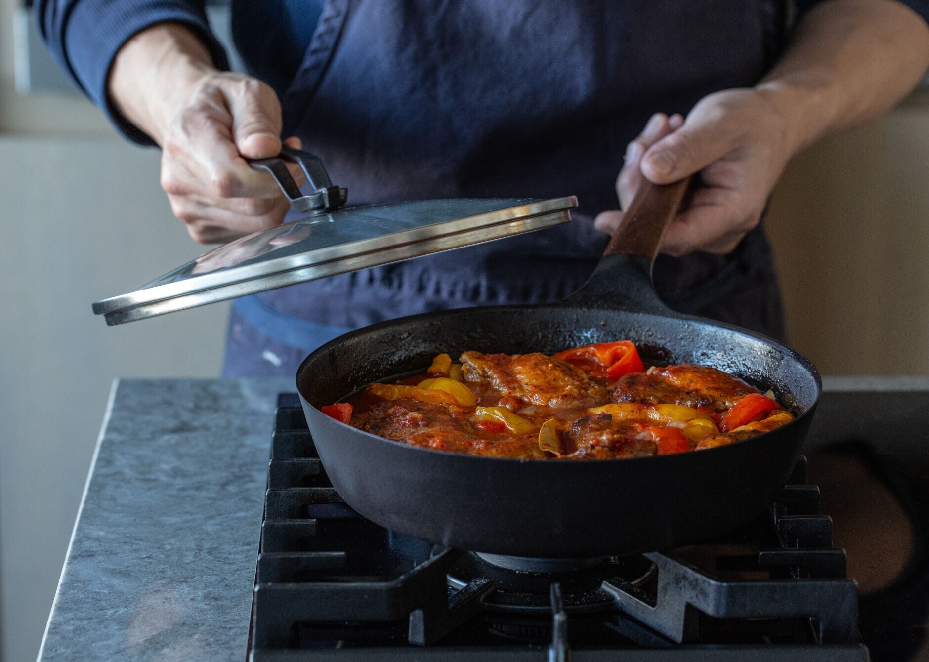 フライパン 26cm DEEP 【ガラスリッドセット】[オーク