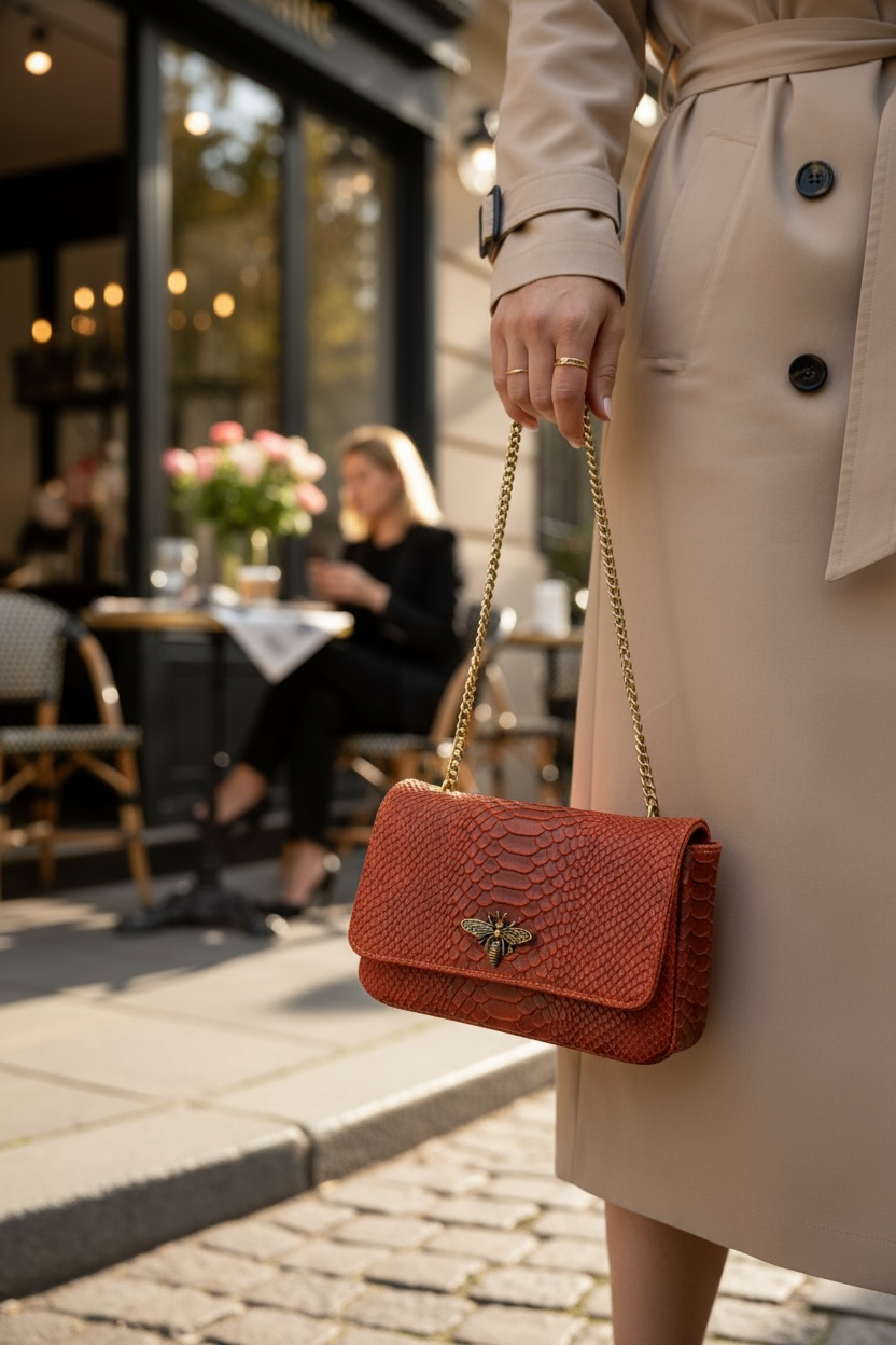 ミツバチモチーフ パイソン レザー チェーンバッグ｜Vimoda通販