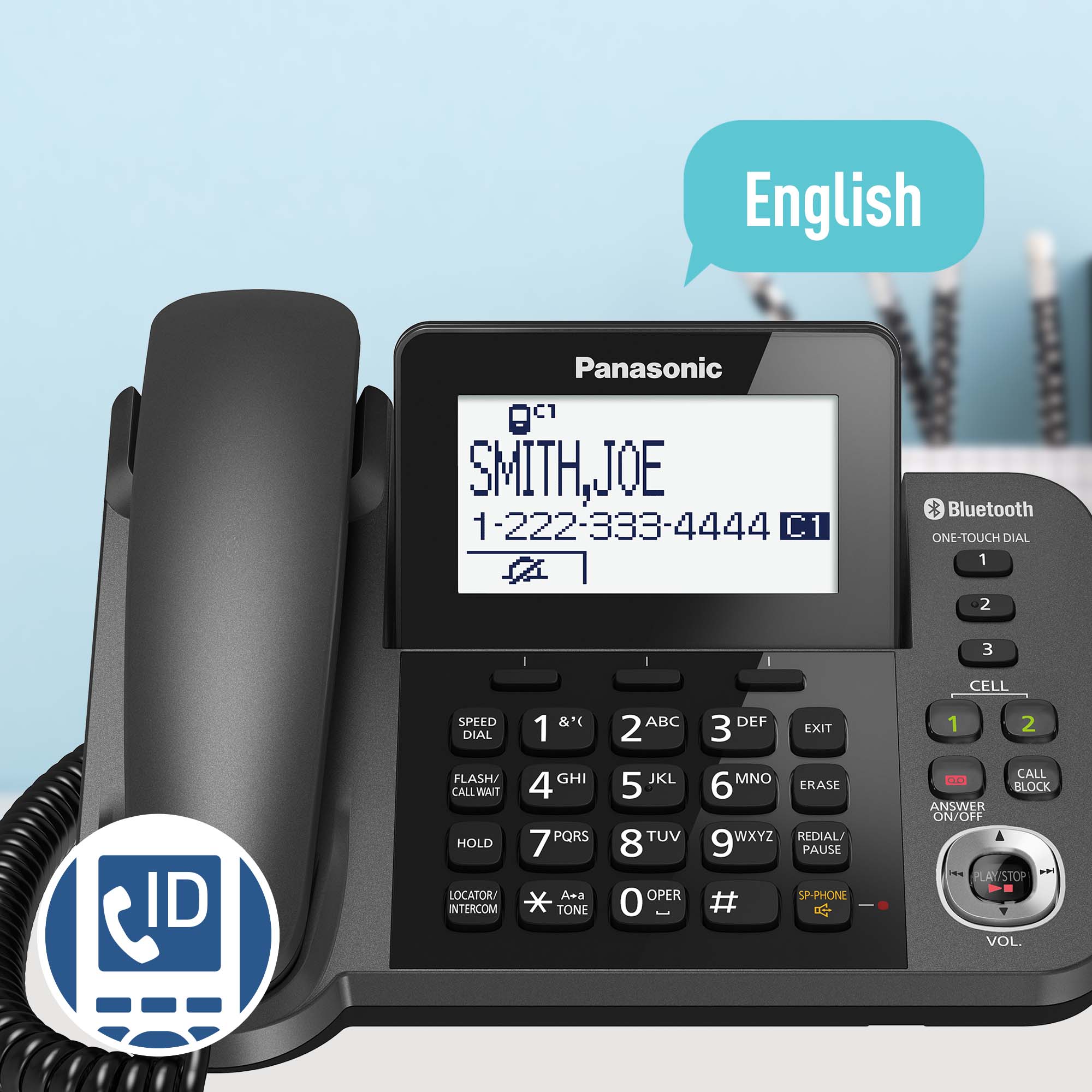Panasonic Link2Cell Corded Phone System with 2 Corded Handsets