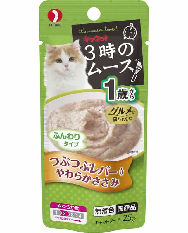 3時のムース1歳レバー入り 25g（4902418803029）｜猫フード・おやつ