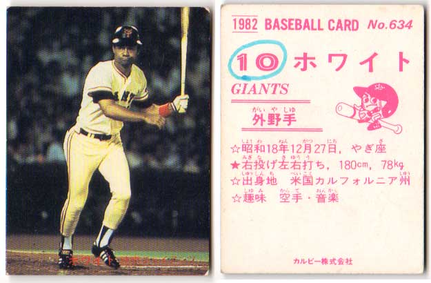 楽天市場】カルビー1982 プロ野球チップス No.145 ホワイト : かーど屋