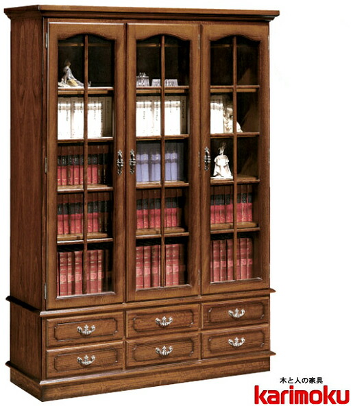 楽天市場】カリモク 本棚 書棚 コロニアル 書棚 幅888mm （ガラス扉