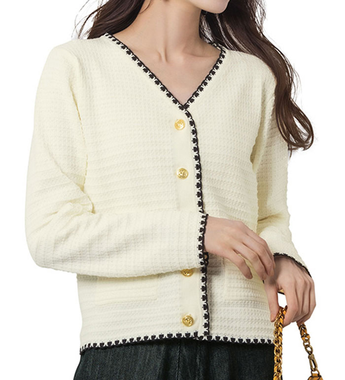 楽天市場】ニットカーディガン M L LL 3L フラワーフェザーVネック