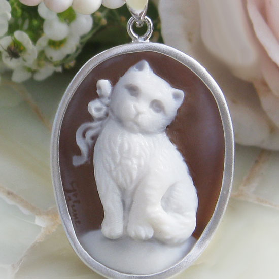 楽天市場】カメオ 可愛いネコちゃん お花 人気の動物シリーズ 「猫