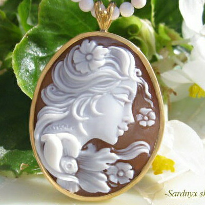 楽天市場】カメオブローチPasquare Esposito作シェルカメオK18