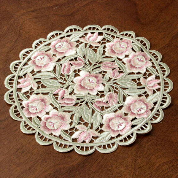 楽天市場】ドイリー（花瓶敷き）約20cmR（円形）イチゴ刺繍＆カット