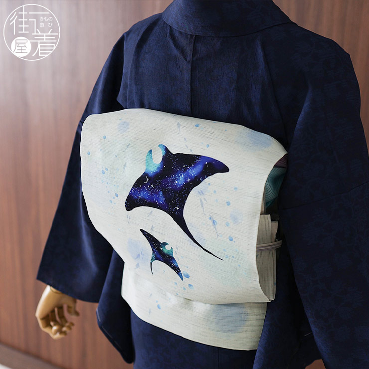 楽天市場】＼WeekendSale開催中!／[夏帯] 夏名古屋帯 マンタ (麻／水色