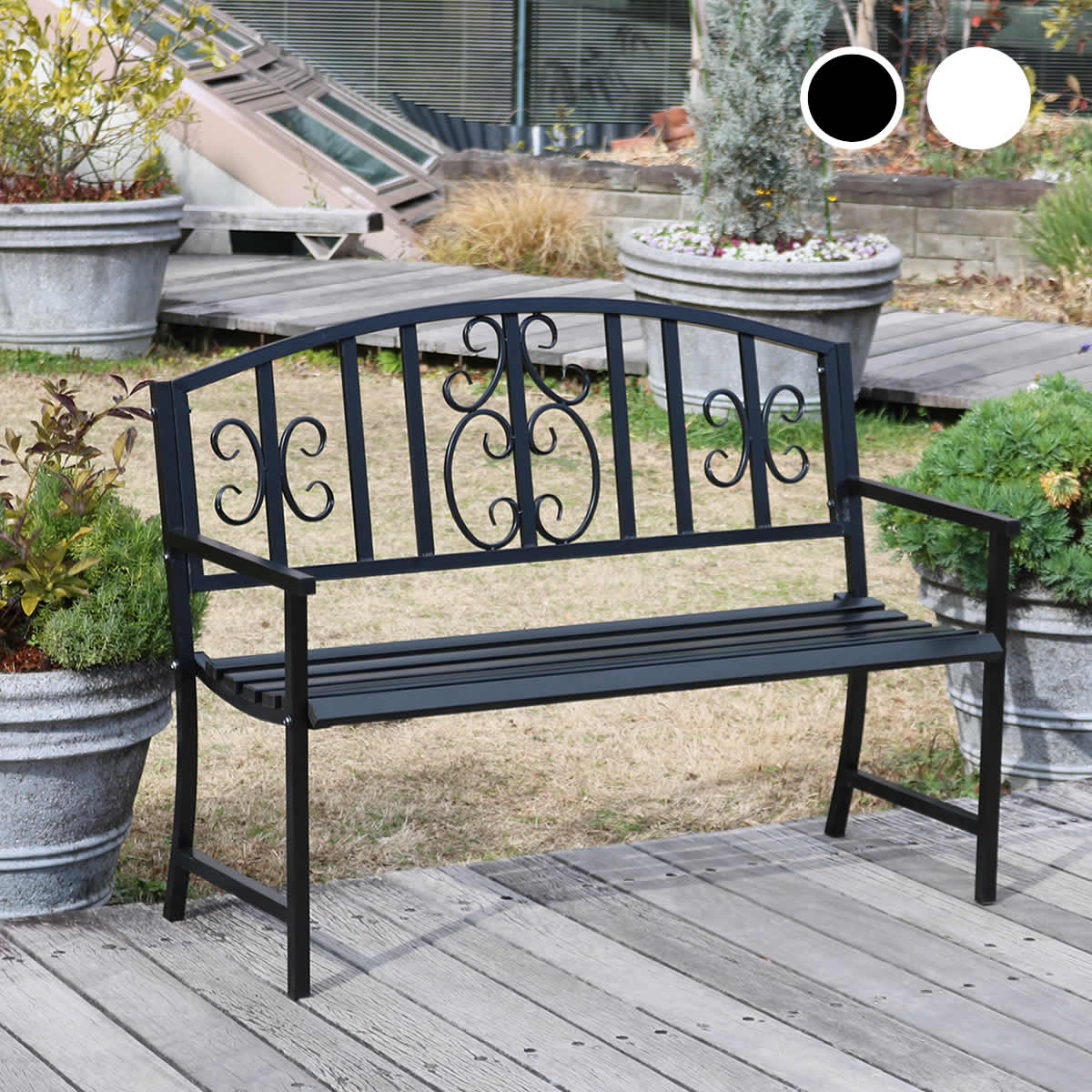 楽天市場】アイアンベンチ「レヴェリ」 IB-120かわいい ベンチ