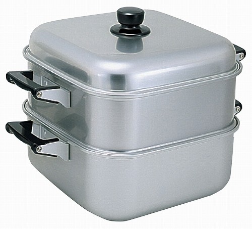 楽天市場】アカオ アルミ角蒸(大型) 36cm 二重【角型蒸し器 硬質アルミ