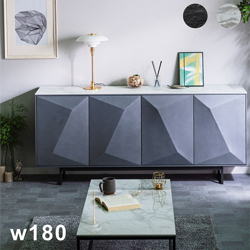 楽天市場】大理石風 サイドボード 白 幅180cm セラミック リビング