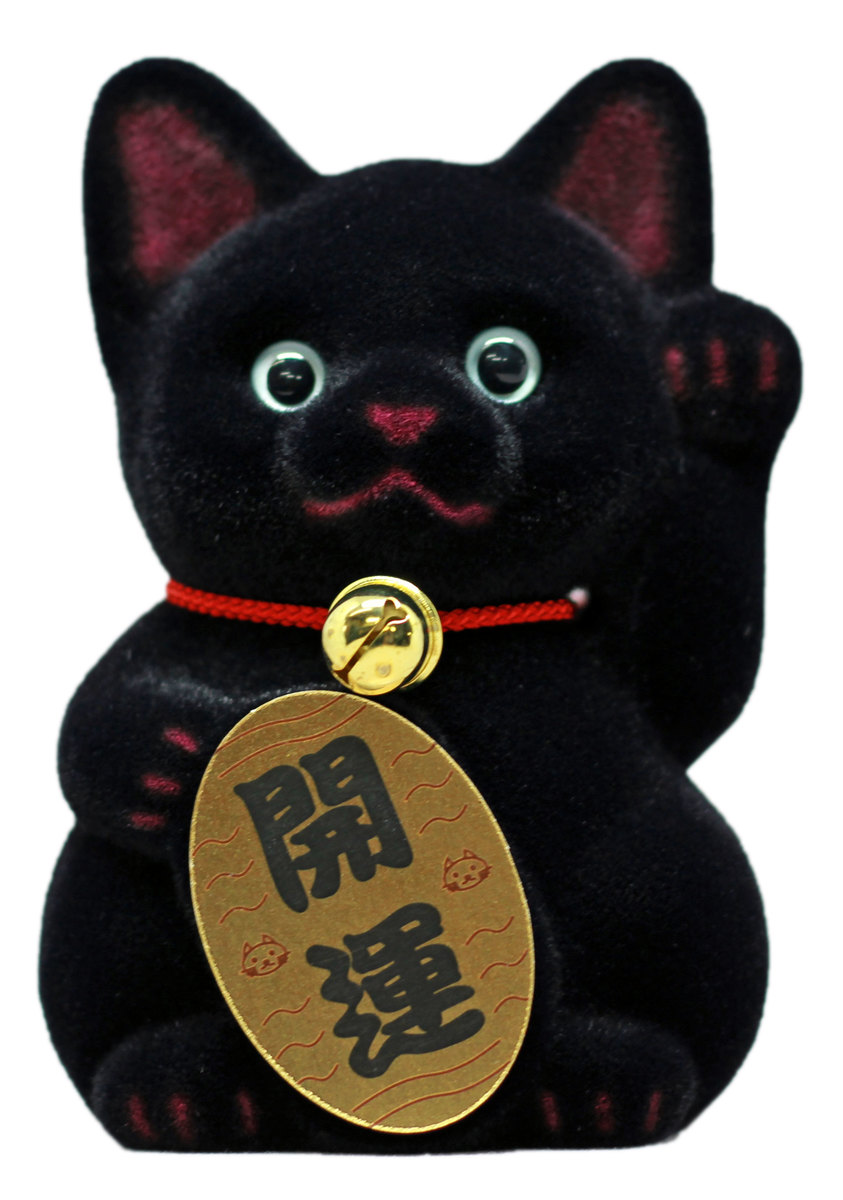 楽天市場】ふわふわ招き猫貯金箱 黒猫（金運） [招き猫 動物置物