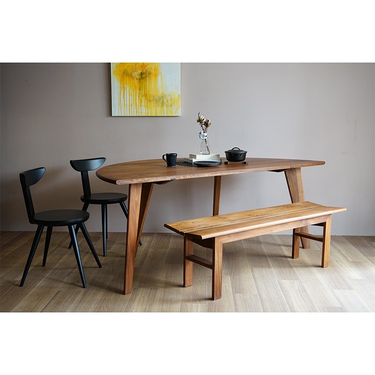 半円ダイニングテーブル(幅190cm) (樹種ウォールナット 塗装ワックス