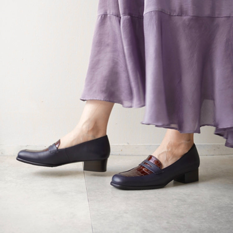 z553nvbr コンビローファー／ネイビー×ブラウンクロコエナメル – ZUCCOTTO