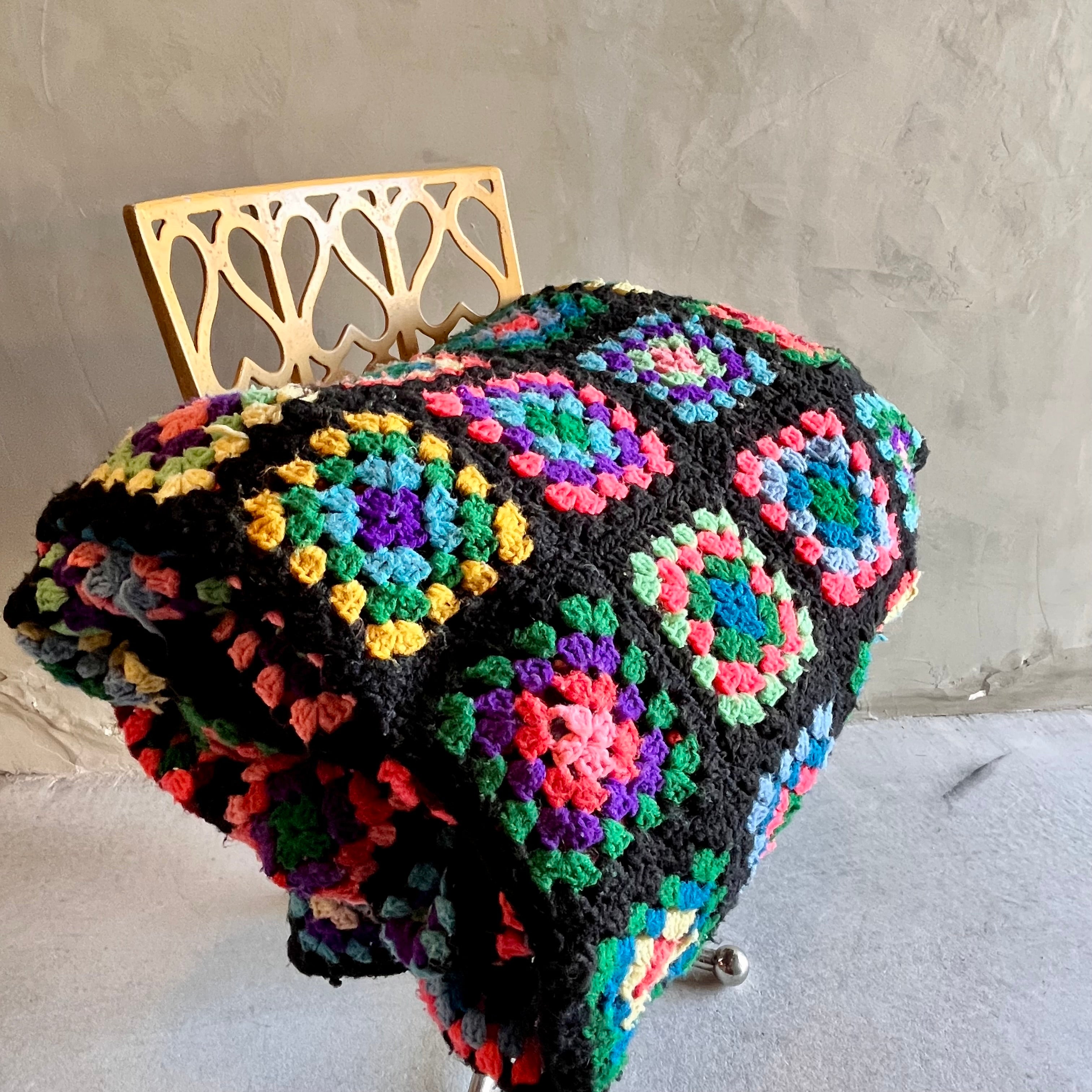 USA vintage】グラニーブランケット グラニースクエア黒 – 雑貨屋ポッポ