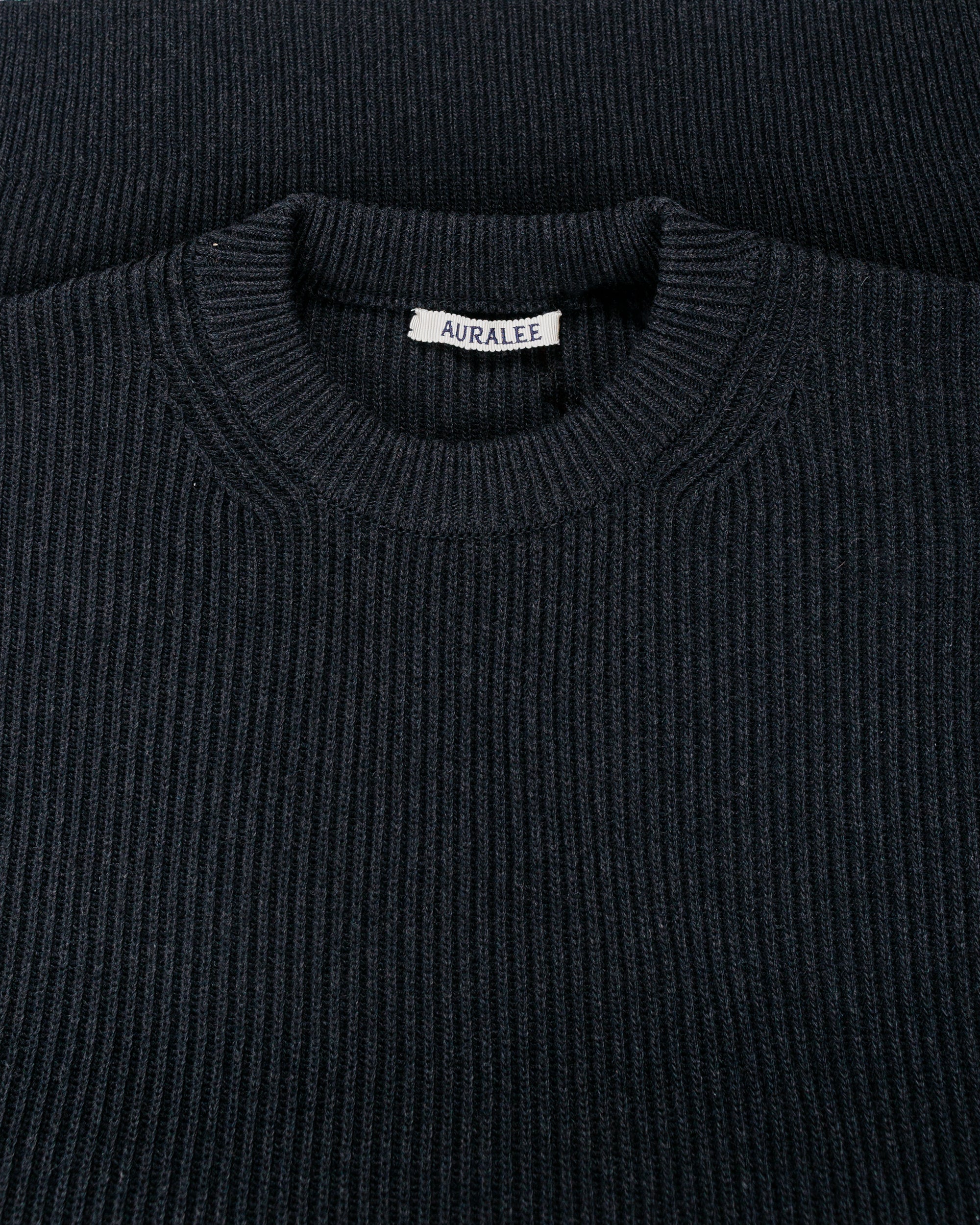 Auralee Super Fine Wool Rib Knit P/O Black