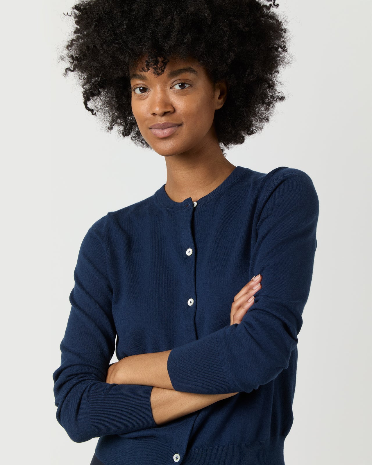 Rosie Cardigan in Navy Cotton/Silk | Shop Ann Mashburn