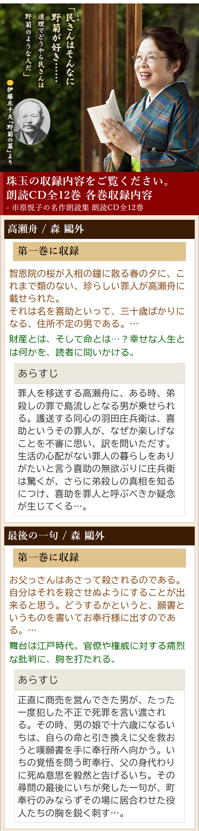 市原悦子の名作朗読集 朗読CD全12巻 : ユーキャン通販公式 Yahoo