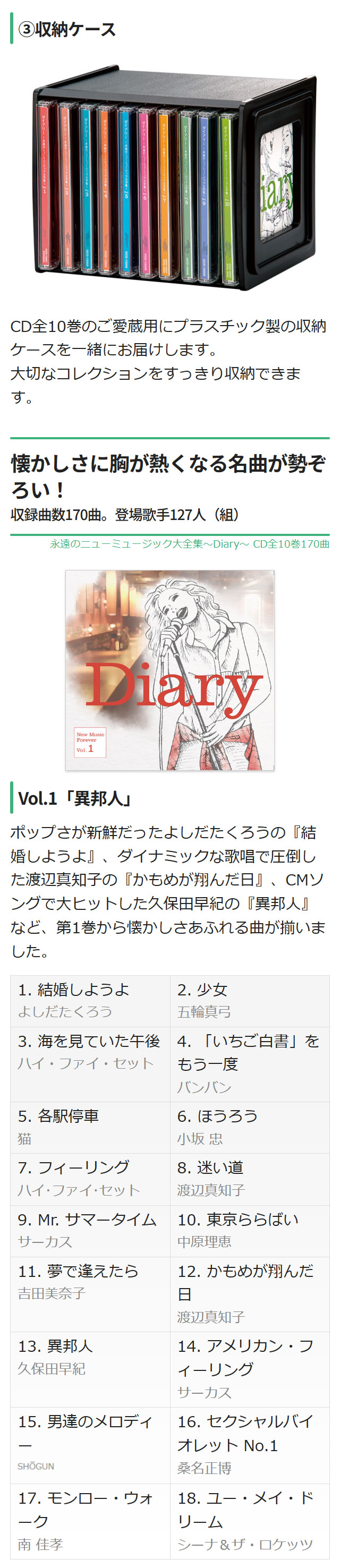 永遠のニューミュージック大全集〜Diary〜 CD全10巻170曲 : ユーキャン