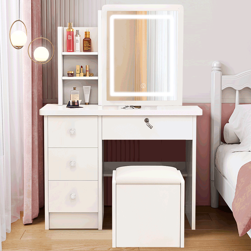 新作ドレッサー 化粧台 スライド 大鏡面 3色変換LEDライトミラー 大