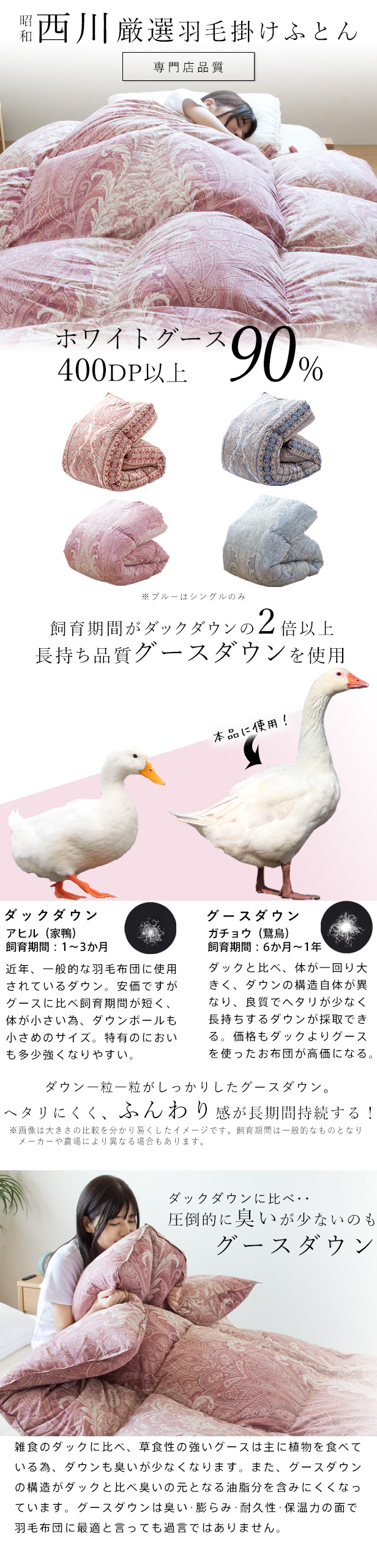 西川（nishikawa） 羽毛布団 グース ダブル 布団カバー付 ホワイト