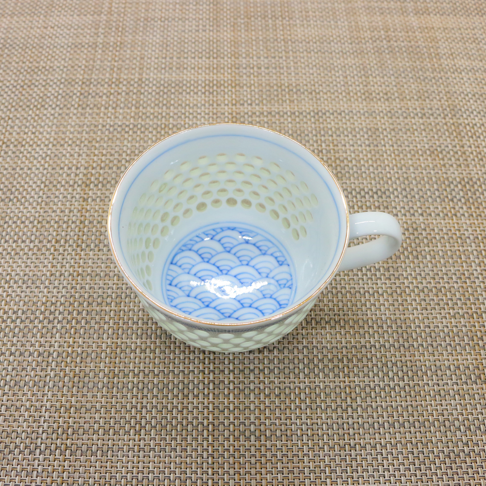 ティーカップ 有田焼 波佐見焼 丹心窯 水晶青海波コーヒーカップ