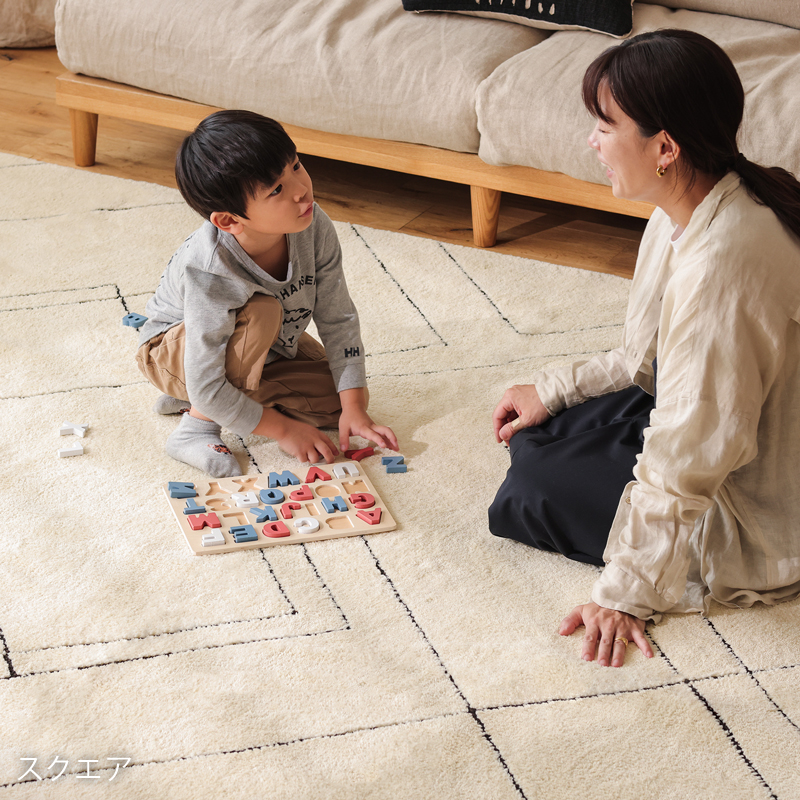 洗える 抗菌ラグマット Clumore 130×190 長方形 スクエア ドット