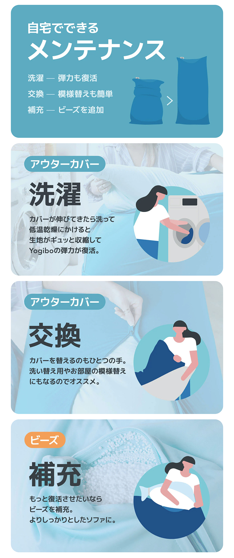 Yogibo（ヨギボー） 補充ビーズ（750g / 44L） リフィルビーズ 詰替え