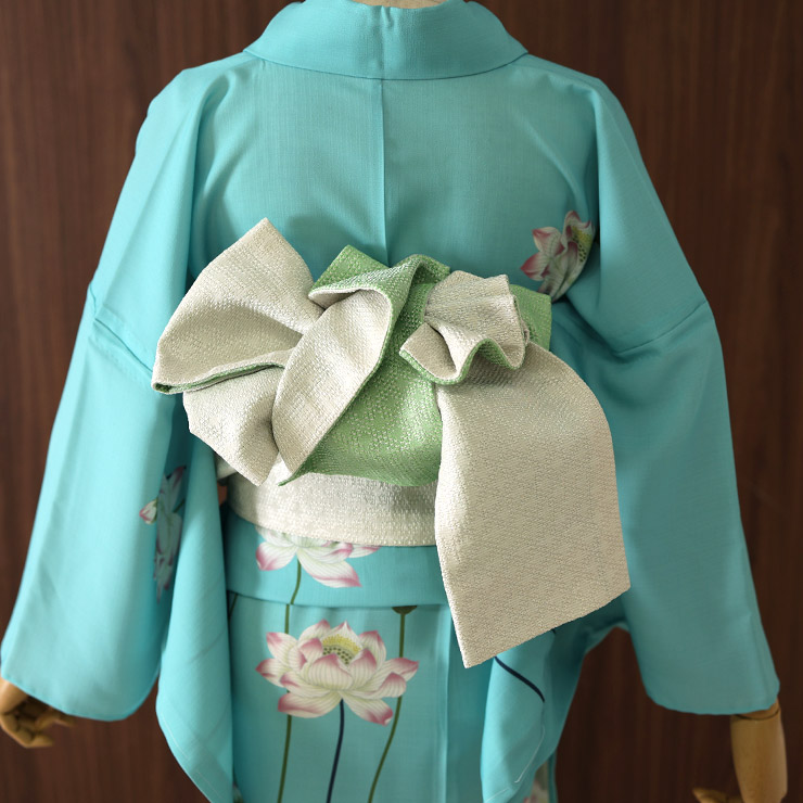 洗える 浴衣 ] 蓮（ターコイズ 105-337-150-76）ゆかた バチ衿 セオα