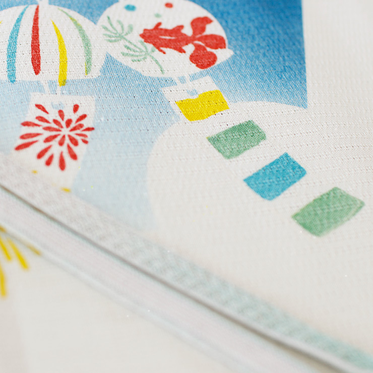 夏帯] 夏名古屋帯 風鈴 (麻/オフシロ) 麻 リネン 日本製 名古屋帯