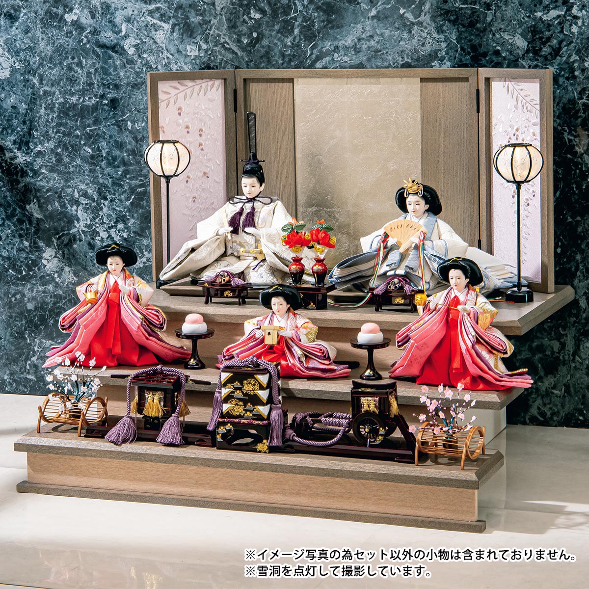 雛人形 三段飾り 平安豊久作 紗良 小三五親王 小芥子官女 五人飾り