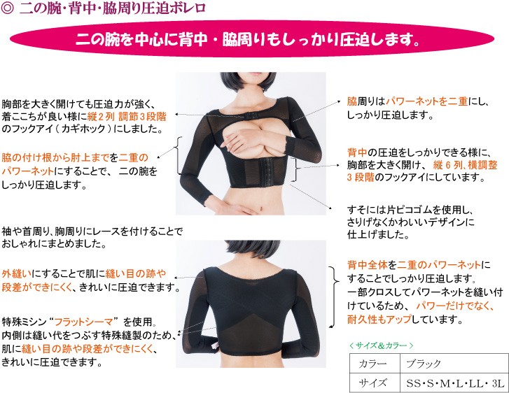 二の腕・背中・脇周り圧迫ボレロ 脂肪吸引後 圧迫着 : メディカル サラ