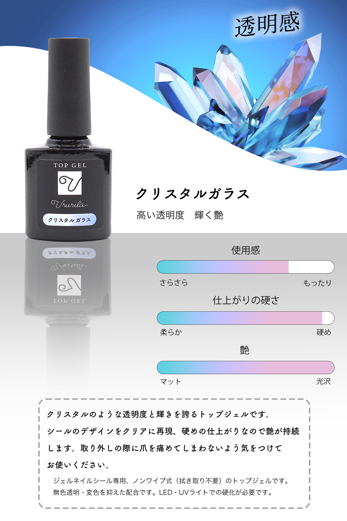 トップコート ジェル 艶消し ジェルネイル ジェルネイルシール 硬化 半