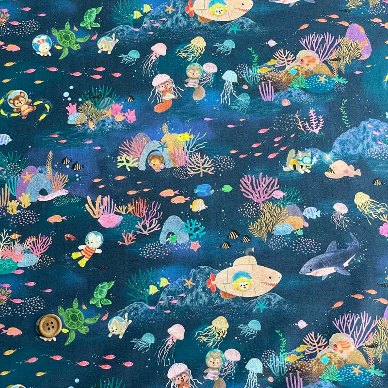 yukiemonユキエモン「マリンゲーム」 60ローン生地デジタルプリント