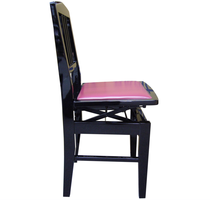 28263※背もたれ付きピアノ椅子 背もたれ付き ピアノ椅子 座面エンジ