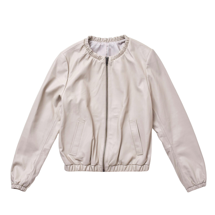 MGSABLE 本革 ジャケット レディース ラムレザー ノーカラー ブルゾン