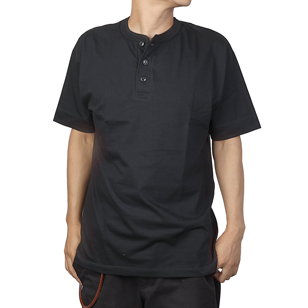 ヘンリーネック tシャツ メンズ 半袖 無地 メンズTシャツ 綿 白 ボタン