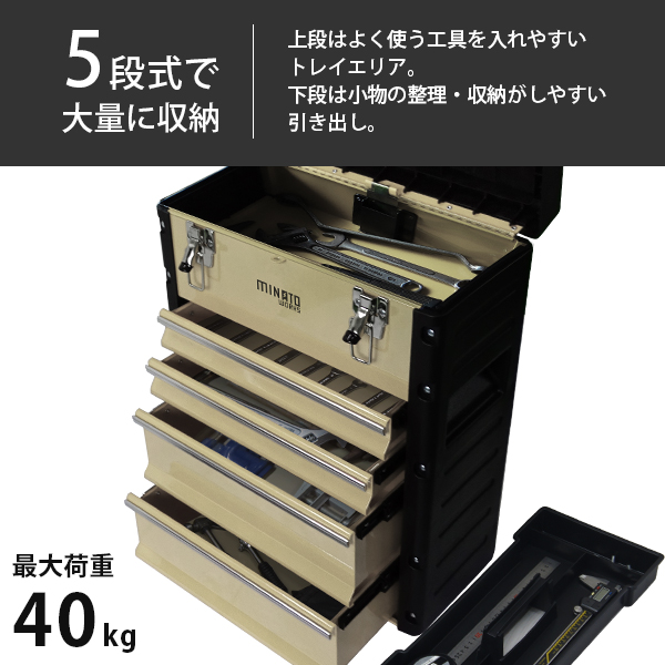 MINATOWORKS（ミナトワークス） ミナト ツールチェスト 5段 キャリー