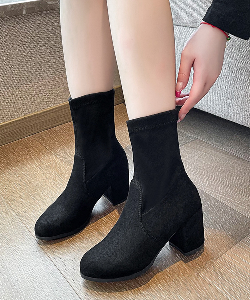 miniministore（ミニミニストア） スエード調ショートブーツ 太ヒール